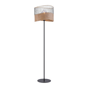 vloerlampen Landelijke vloerlamp zwart met riet Treccia RotanStaal Zwart Wauw wat een mooie lamp is Zijn landelijke uitstraling zorgt voor gezellige sfeer in