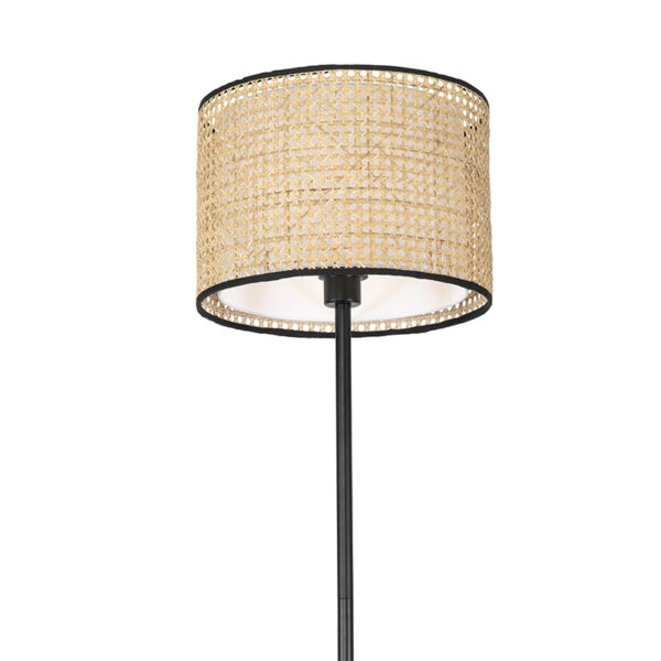Landelijke vloerlamp zwart met rotan kap - Kata - Afbeelding 2