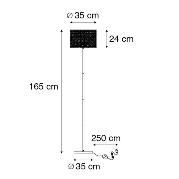 Landelijke vloerlamp zwart met rotan kap - Kata - Afbeelding 3