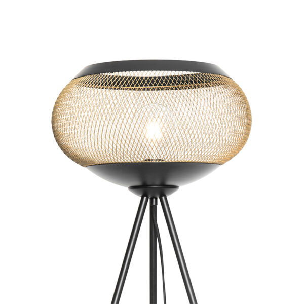 Moderne tripod vloerlamp zwart met goud - Lucas - Afbeelding 2
