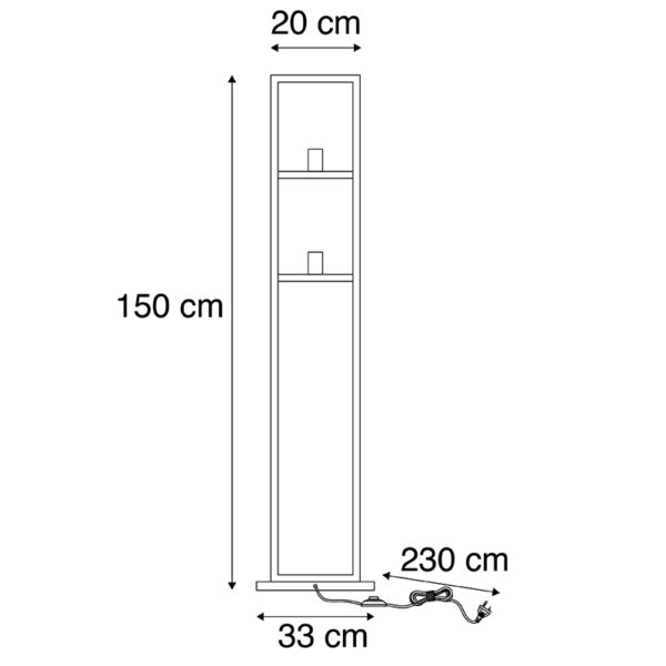Moderne vloerlamp antiek zilver 2-lichts - Simple Cage 2 - Afbeelding 3