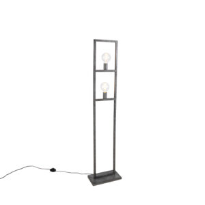 vloerlampen Moderne vloerlamp antiek zilver Simple Cage 2 Staal Grijs Deze is een eyecatcher in jouw woonkamer. De antiekgrijze kleur en de vorm van lamp maken