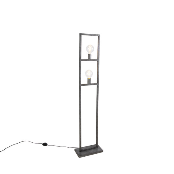 vloerlampen Moderne vloerlamp antiek zilver Simple Cage 2 Staal Grijs Deze is een eyecatcher in jouw woonkamer. De antiekgrijze kleur en de vorm van lamp maken