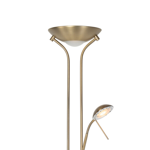 Moderne vloerlamp brons met leeslamp incl. LED dim to warm - Diva - Afbeelding 2