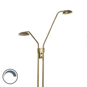 vloerlampen Moderne vloerlamp brons met leeslamp incl. LED Eva Metaal Brons Staak de zoektocht naar perfecte dimbare maar je hebt hem Het slanke postuur zal