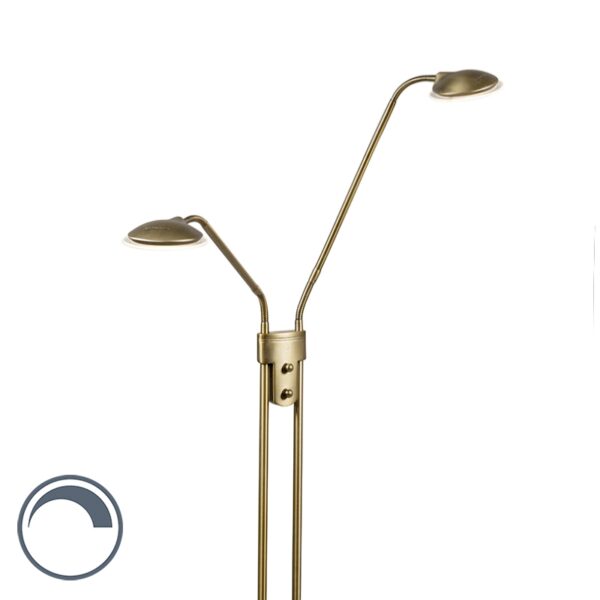 vloerlampen Moderne vloerlamp brons met leeslamp incl. LED Eva Metaal Brons Staak de zoektocht naar perfecte dimbare maar je hebt hem Het slanke postuur zal