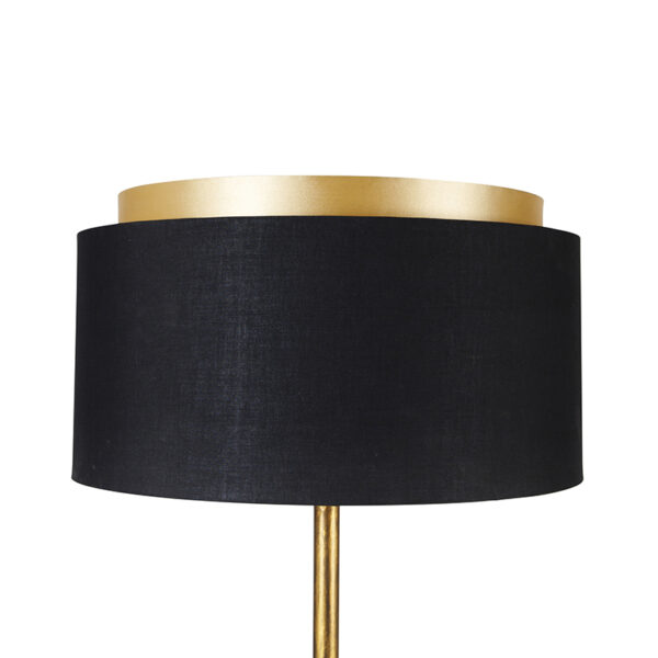 Moderne vloerlamp goud met kap zwart met goud - Simplo - Afbeelding 2