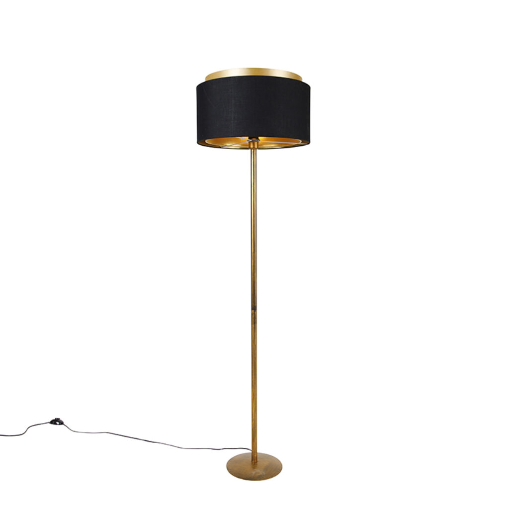vloerlampen Moderne vloerlamp goud met kap zwart Simplo StaalStof Zwart Ben je op zoek naar een sfeervolle toevoeging aan Dan is wat De gouden voet de