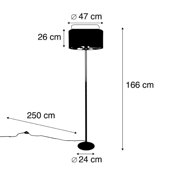 Moderne vloerlamp goud met kap zwart met goud - Simplo - Afbeelding 3