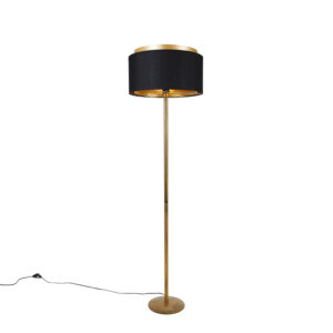 vloerlampen Moderne vloerlamp goud met kap zwart Simplo StaalStof Zwart Ben je op zoek naar een sfeervolle toevoeging aan Dan is wat De gouden voet de
