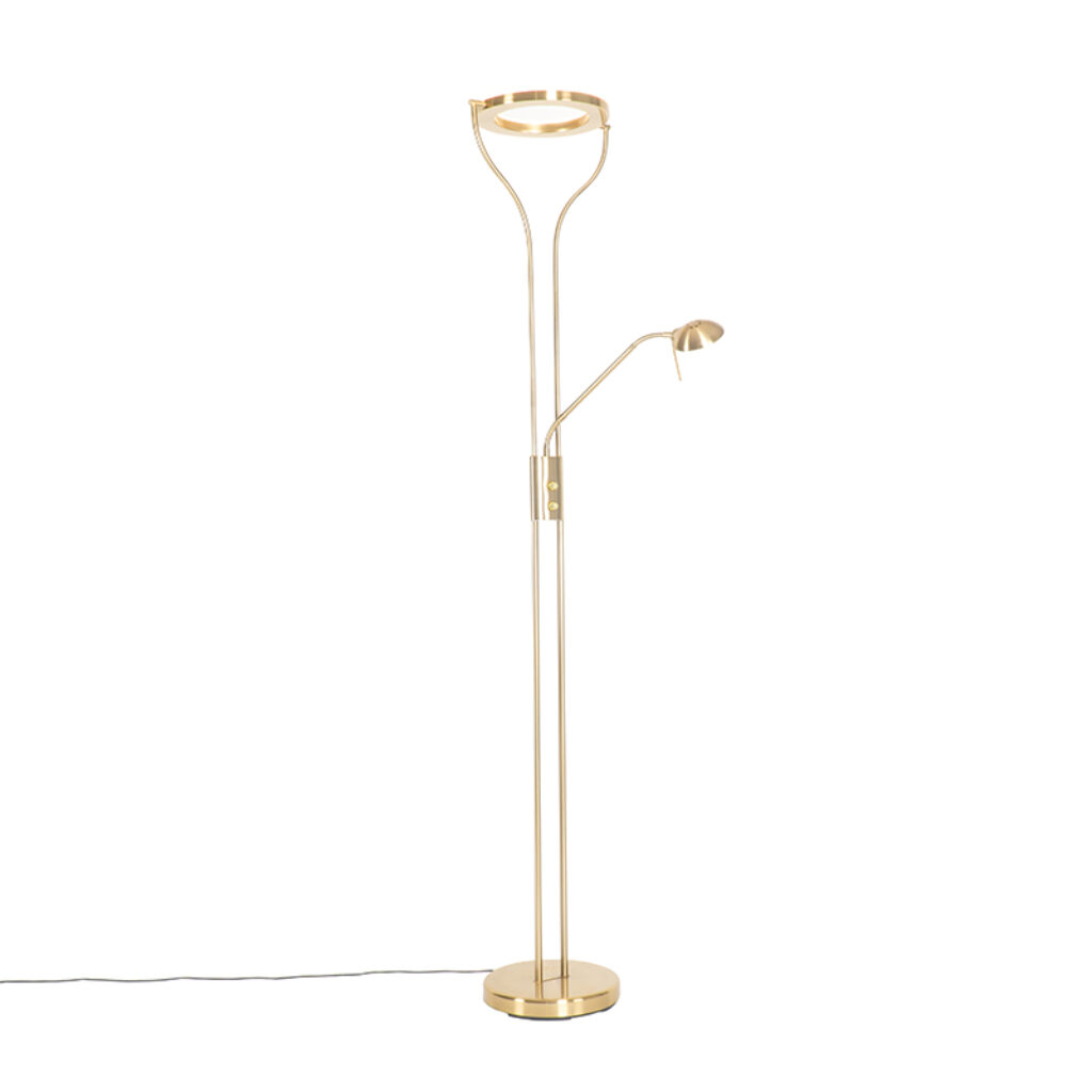 vloerlampen Moderne vloerlamp goud met leesarm incl. LED en dimmer Divo Staal Het is toch heerlijk om op de bank nog even een boekje te Met dat fijner dankzij