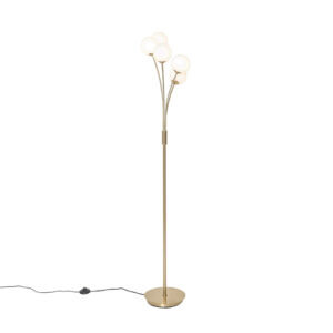 vloerlampen Moderne vloerlamp goud met opaal glas Athens StaalGlas Goud Ben je op zoek naar een moderne voor in Dan is wat Door de 5 verschillende lichtbollen