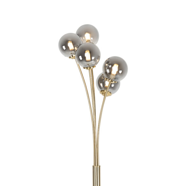 Moderne vloerlamp goud 5-lichts met smoke glas - Athens - Afbeelding 2