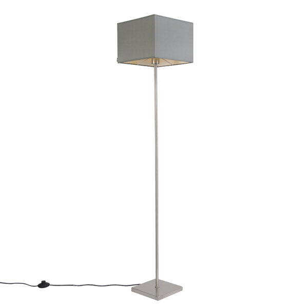 vloerlampen Moderne vloerlamp grijs VT 1 StofStaal Grijs De is perfect te gebruiken in jouw moderne interieur. stalen basis en de strakke grijze kap zorgt voor