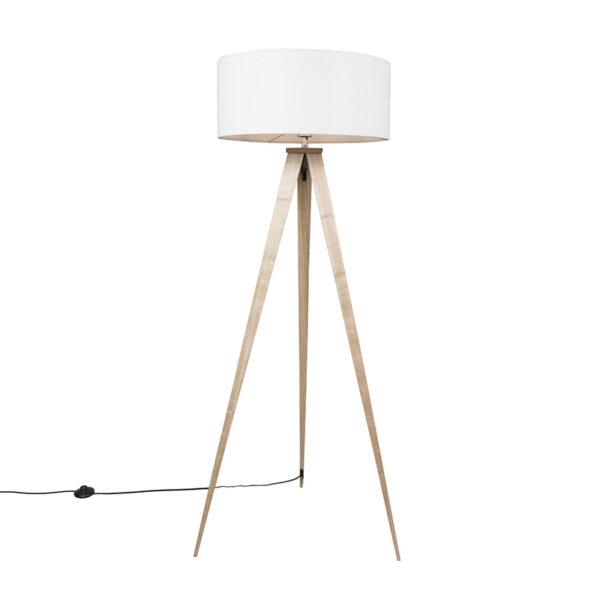 vloerlampen Moderne vloerlamp hout met witte kap Ilse StofStaal Wit Een strakke en moderne lamp een warme uitstraling dat is Ilse. Vergeten hoeken komen weer