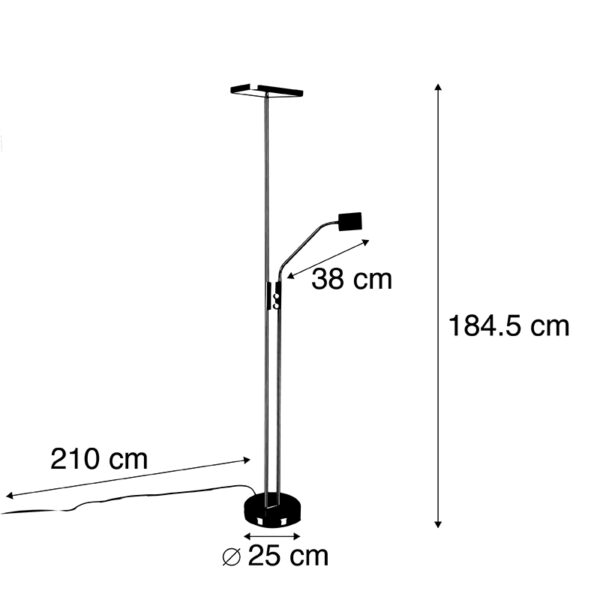 Moderne vloerlamp incl. LED en dimmer met leeslamp - Uplighter Jazzy - Afbeelding 3