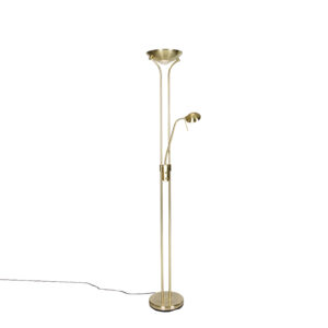 vloerlampen Moderne vloerlamp messing met leeslamp incl. LED dim to warm Diva GlasStaal Als je jouw moderne interieur wilt verrijken een multifunctionele is de