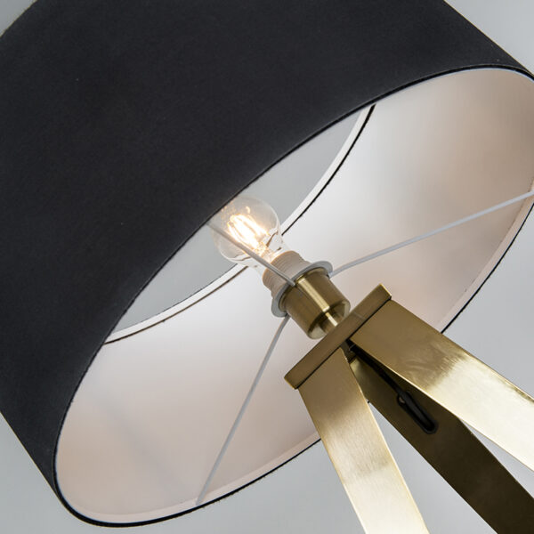 Moderne vloerlamp messing met zwarte kap - Ilse - Afbeelding 2