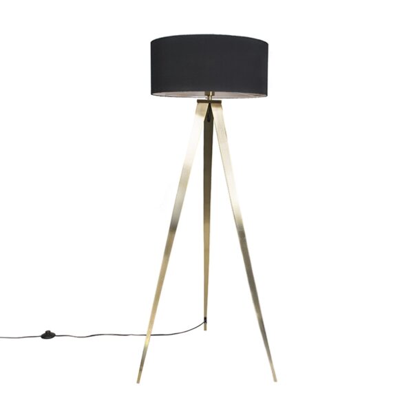 vloerlampen Moderne vloerlamp messing met zwarte kap Ilse StofStaal Zwart Een strakke en moderne lamp een warme uitstraling dat is Ilse. Vergeten hoeken komen