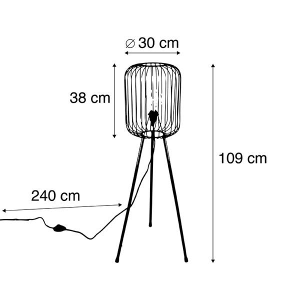 Moderne vloerlamp messing tripod - Wire - Afbeelding 3