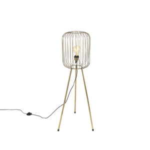 vloerlampen Moderne vloerlamp messing tripod Wire Staal Wauw wat een mooie is Door zijn open structuur gecombineerd met staal dat afgewerkt in krijgt de lamp