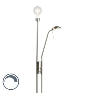 vloerlampen Moderne vloerlamp staal dimbaar Luxor Staal Vloerlamp is met zijn simpele en strakke design een plaatje in huis. Deze gehulde armatuur mooi eenvoud