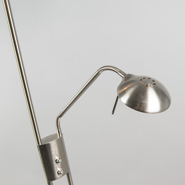 Moderne vloerlamp staal en grijs met verstelbare leesarm - Luxor - Afbeelding 3