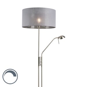 vloerlampen Moderne vloerlamp staal en grijs met verstelbare leesarm Luxor MetaalStof Donkergrijs De is niet alleen prachtig om te zien maar ook nog eens