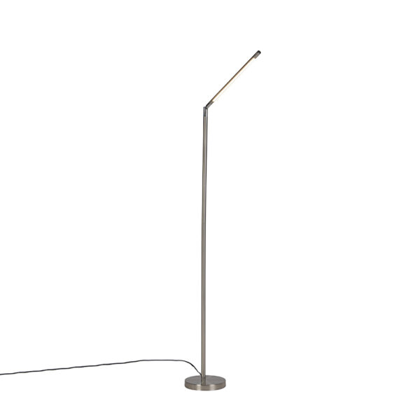 vloerlampen Moderne vloerlamp staal incl. LED Berdien Staal Vloerlamp is een moderne lamp die mooi afgewerkt in staal. Hij verstelbaar minimum 121 cm hoog en