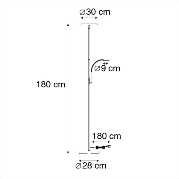 Moderne vloerlamp staal incl. LED met leesarm - Chala - Afbeelding 3