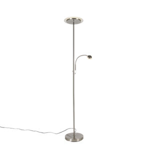 vloerlampen Moderne vloerlamp staal incl. LED met leesarm Chala GlasStaal Staal Op zoek naar een moderne en multifunctionele Dan is de wellicht jouw perfecte