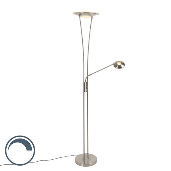 vloerlampen Moderne vloerlamp staal incl. LED met leesarm Ibiza StaalGlas Staal Zeer functionele leesarm. Onze heeft een totale hoogte van 180 cm. De voet