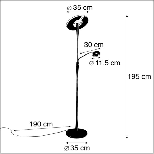 Moderne vloerlamp staal incl. LED met leesarm - Moderno - Afbeelding 3