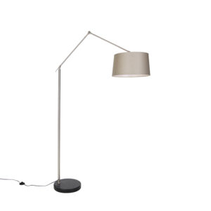 vloerlampen Moderne vloerlamp staal met kap taupe 45 cm Editor StaalStof Taupe Voeg warmte toe aan je interieur de moderne Editor. Zijn kleur zorgt voor een