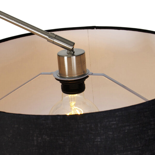 Moderne vloerlamp staal met kap zwart linnen 45 cm - Editor - Afbeelding 2