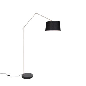 vloerlampen Moderne vloerlamp staal met kap zwart linnen 45 cm Editor StaalStof Zwart Voeg stijl toe aan je interieur de moderne Editor. Zijn zwarte kleur zorgt
