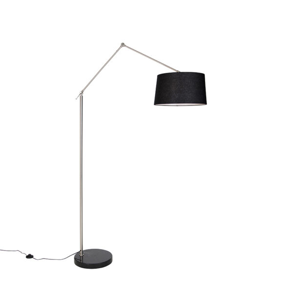 vloerlampen Moderne vloerlamp staal met kap zwart linnen 45 cm Editor StaalStof Zwart Voeg stijl toe aan je interieur de moderne Editor. Zijn zwarte kleur zorgt