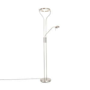 vloerlampen Moderne vloerlamp staal met leesarm incl. LED en dimmer Divo Staal Het is toch heerlijk om op de bank nog even een boekje te Met dat fijner dankzij