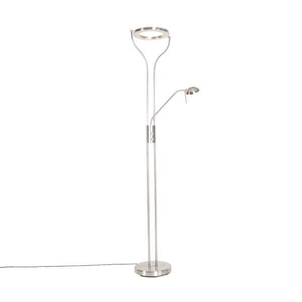 vloerlampen Moderne vloerlamp staal met leesarm incl. LED en dimmer Divo Staal Het is toch heerlijk om op de bank nog even een boekje te Met dat fijner dankzij