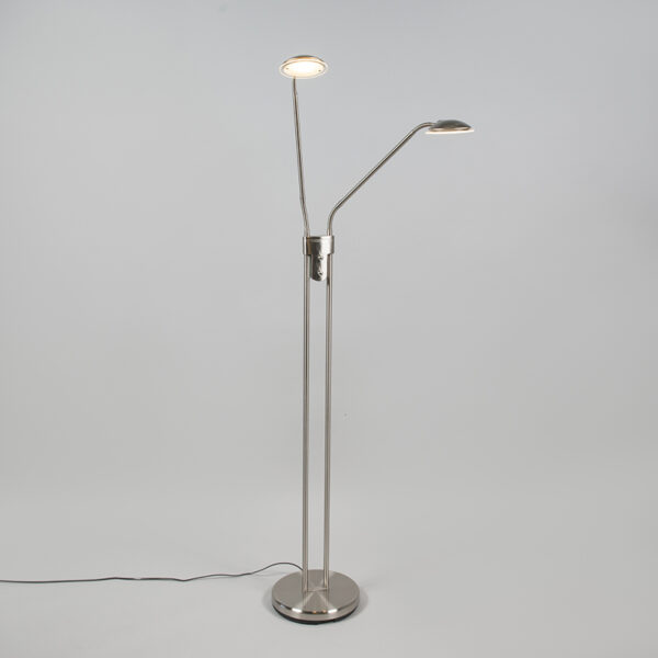 Moderne vloerlamp staal met leeslamp incl. LED - Eva - Afbeelding 2
