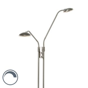 vloerlampen Moderne vloerlamp staal met leeslamp incl. LED Eva GlasStaal Staal Staak de zoektocht naar perfecte dimbare maar je hebt hem Het slanke postuur zal