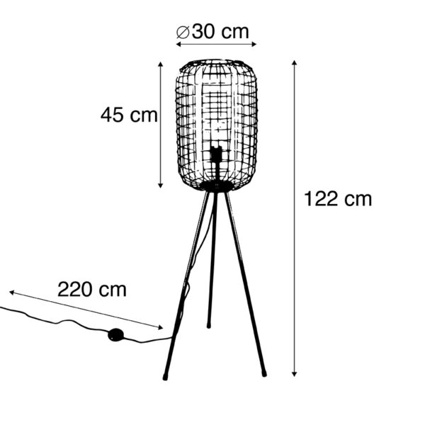 Moderne vloerlamp tripod messing - Barir - Afbeelding 3