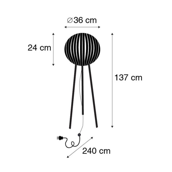 Moderne vloerlamp tripod zwart - Zoë - Afbeelding 3