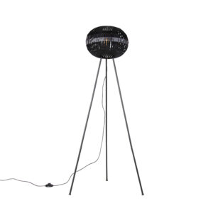 vloerlampen Moderne vloerlamp tripod zwart StaalStof Zwart geeft een mooi accent aan je Perfect voor in de woonkamer of naast dressoir. Vloerlamp is van staal