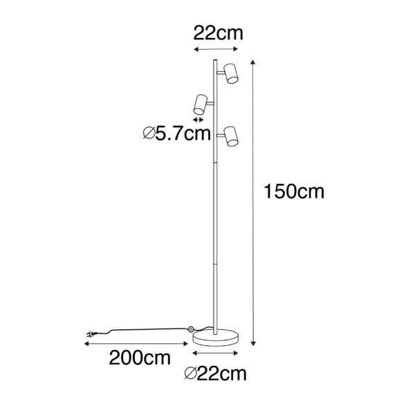 Moderne vloerlamp wit 3-lichts - Jeana - Afbeelding 3