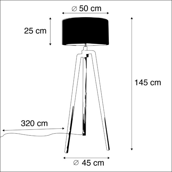 Moderne vloerlamp wit met mais kap 50 cm - Puros - Afbeelding 3