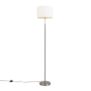 vloerlampen Moderne vloerlamp wit rond VT 1 StofStaal Wit Een tijdloze ronde met een kap in basic witte kleur. De stalen basis van deze zorgt voor moderne touch