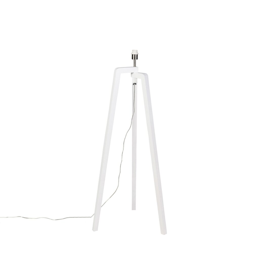 vloerlampen Moderne vloerlamp wit zonder kap Puros Hout Wit Sierlijke tripod geschikt voor kappen met een E27 Zorg nog die jij leuk vindt lichtbron en zorg
