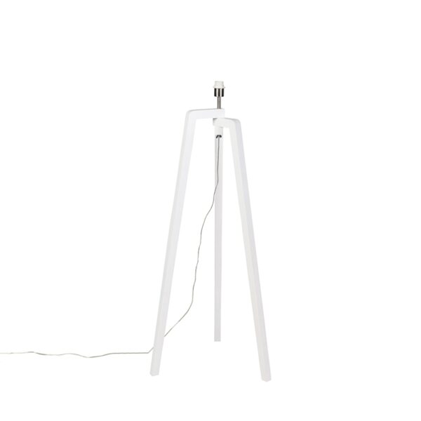 vloerlampen Moderne vloerlamp wit zonder kap Puros Hout Wit Sierlijke tripod geschikt voor kappen met een E27 Zorg nog die jij leuk vindt lichtbron en zorg