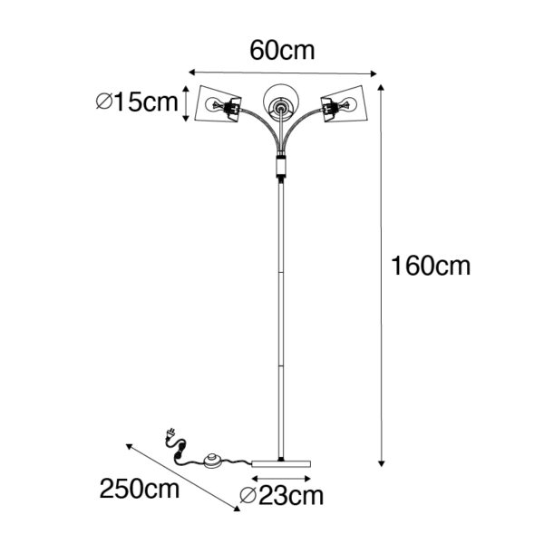 Moderne vloerlamp zwart 3-lichts - Carmen - Afbeelding 3